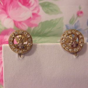 Vintage Fraternal Order of Eagles Screw Back Earrings